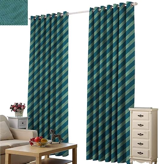Amazon Com Fakgod Kids Curtains Blue And Green Stripes Retro