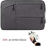 Drawing Tablet Case Carrying Bag with Artist Glove Graphics Tablet Sleeve Protective Bag for Huion H610 Pro, 1060 Plus, HS610, KAMVAS Pro GT-116, Xp-Pen Deco 01, Star 06, Artist12 and Ugee M708