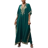 IMAGEKOPE Kaftan Dresses for Women Swimsuit Coverup Plus Size Beach Caftan Cover Ups for Swimwear Embroidery