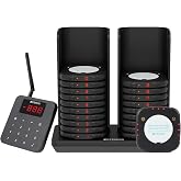 Retekess TD186 Restaurant Pager System, 600M Anti-tip Pagers, 20 Buzzers | for Food Truck, Hotel, Bar, Anti‑Dumping Design,3 Volume Levels, Connects to Compute, Large 300mA Battery