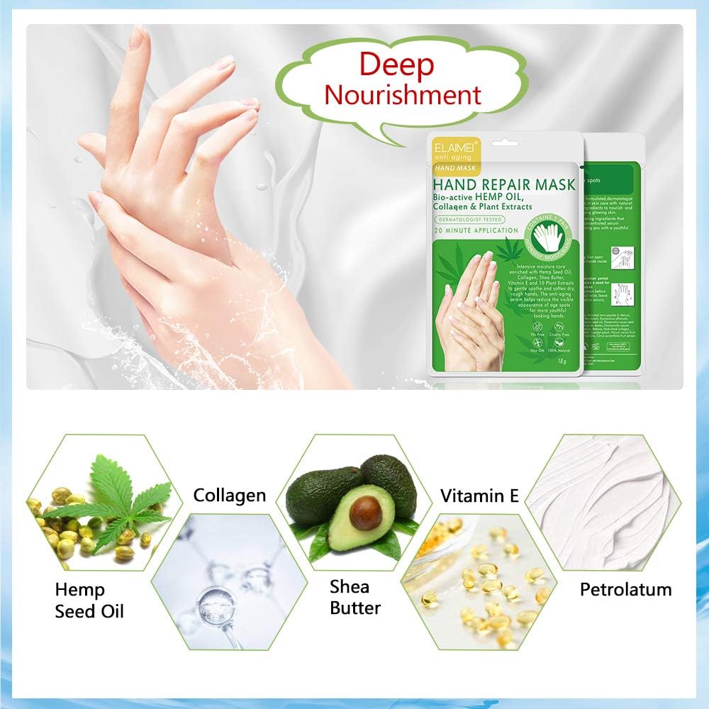 3Pairs Hand Peel Mask, Spa Gloves Moisture Enhancing Gloves for Dry