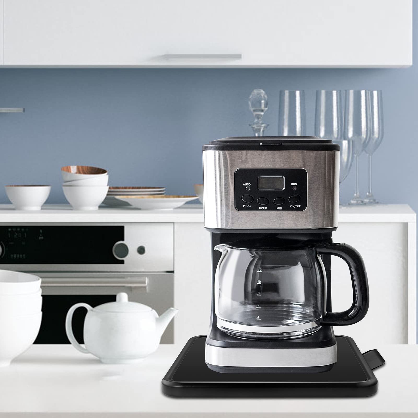 Kitchen Caddy Coffee Maker Sliding Tray, Premium Under Cabinet Appliance Coffee Maker Toaster Blender Air Fryer Stand Mixer (Alloy Steel, 13.8