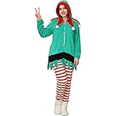 Elf Onesie Costume for Women Men Christmas Fleece Costumes Xmas Halloween Cosplay Fancy Dress Up