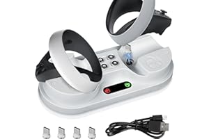 Charging Station for PlayStation VR2 Controller, EEEKit Charging Dock Compatible with PS VR2 Sense, PSVR 2 Quick Charge Controllers Charger Stand with 4 Type-C Magnetic Interfaces and LED Indicator