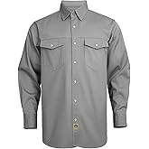 WORKWEYA Men's FR Welding Shirts 7.5oz 100% Cotton Pearl Snap/Button Down Flame Resistant Work Shirt
