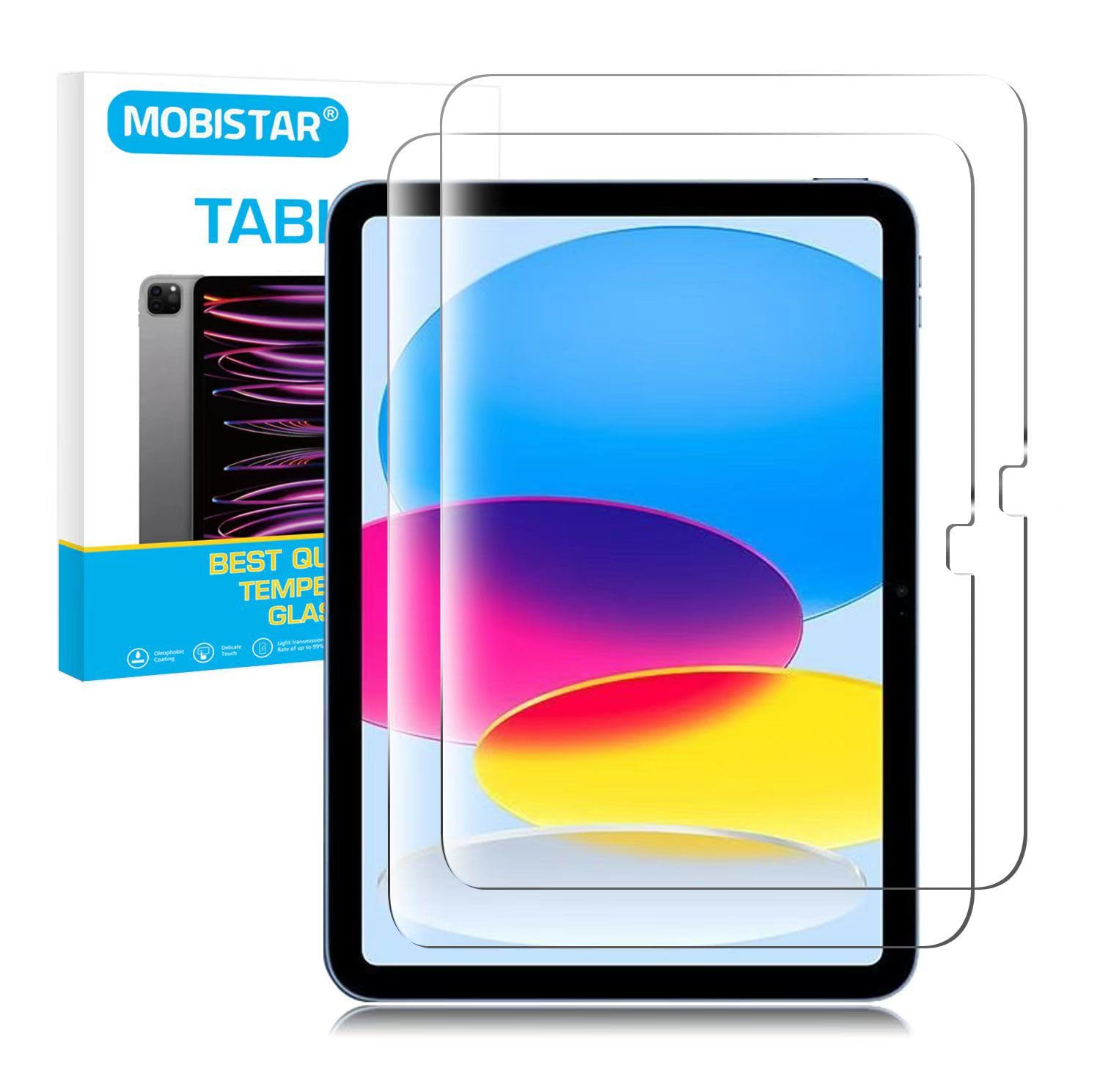 MOBISTAR® Screen Protector for iPad 10 (10.9-Inch, 10th Generation, 2022 Model) - Tempered Glass Film HD Clear Scratch-Resistant, Support Pencil 2-Pack
