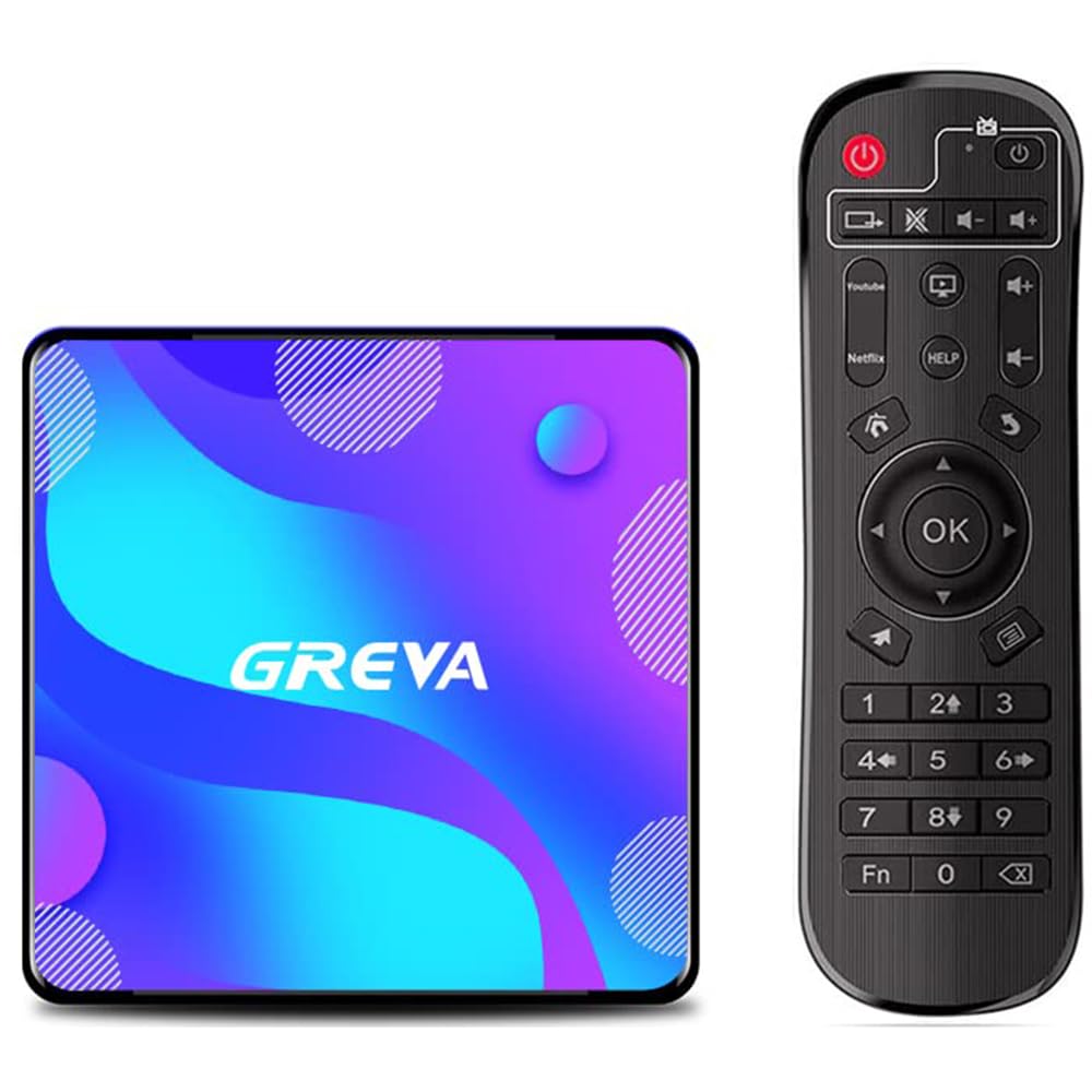 GREVA Android TV Box 11.0 4GB RAM 32GB ROM RK3318, 4K HDR Smart TV Box 2.4G/5G WiFi BT4.1, Streaming Media Player Set Top Box