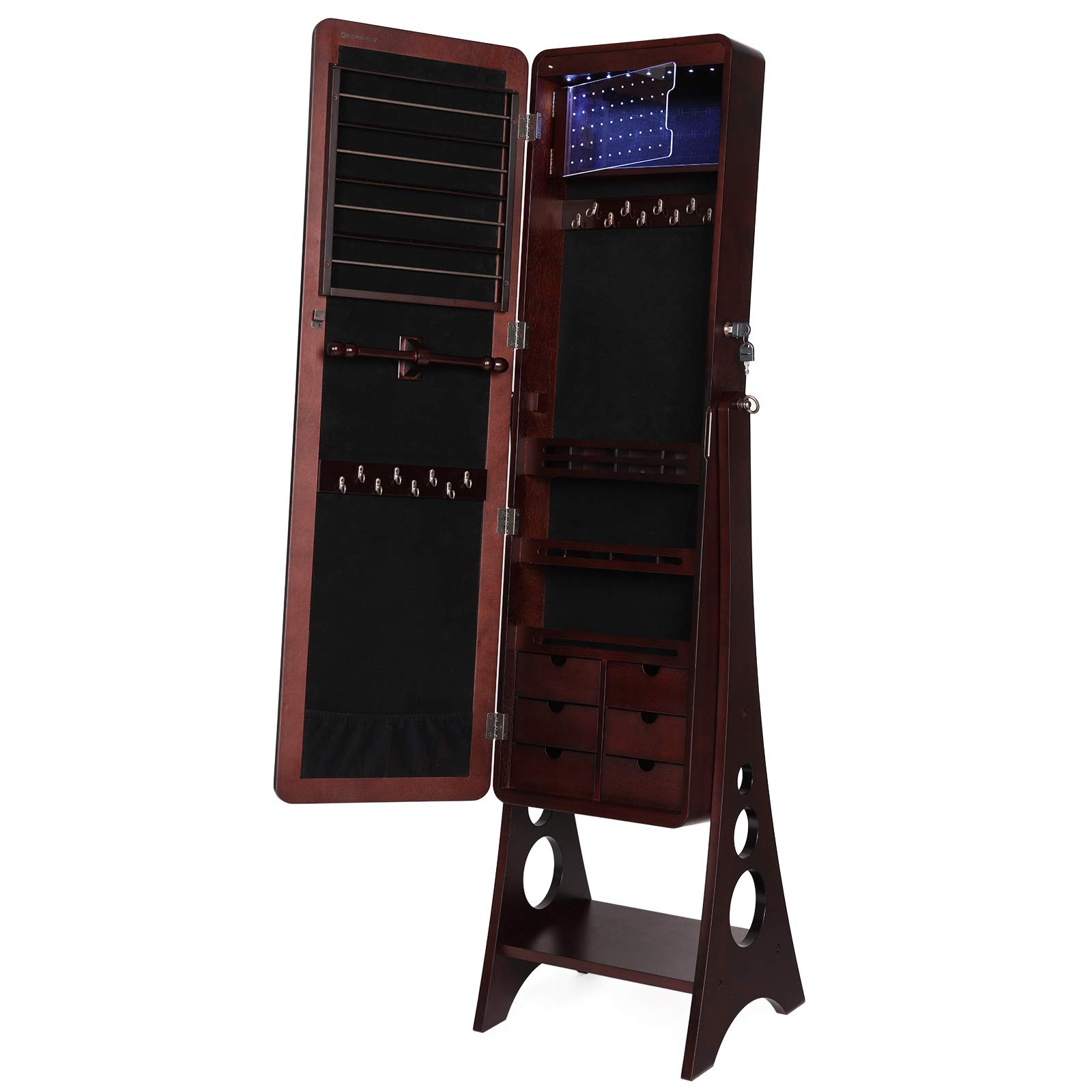 SONGMICS 8 LEDs Jewelry Armoire with Beveled Edge Mirror