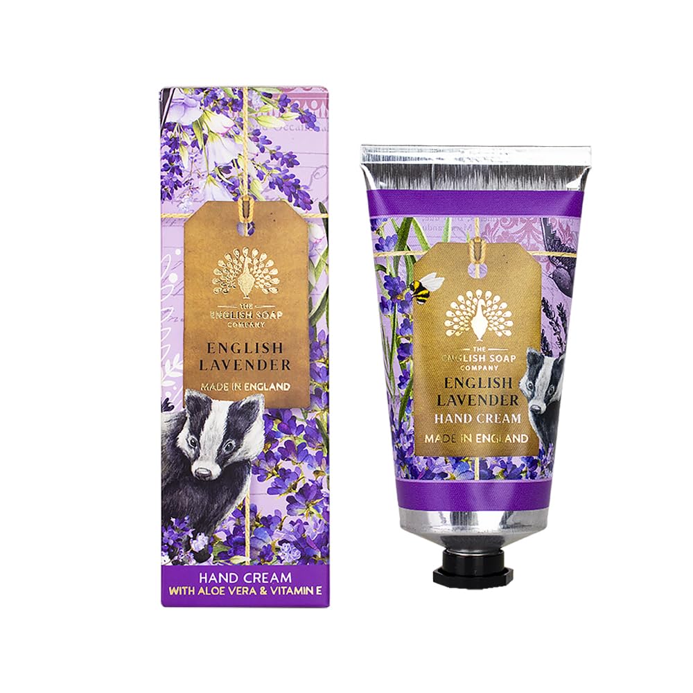 The English Soap Company Anniversary English Lavender Hand Cream - Moisturising Shea Butter, Aloe Vera and Beeswax Formula - Relaxing Floral Scent, Recyclable Aluminium Tube, Made in England - 75ml
