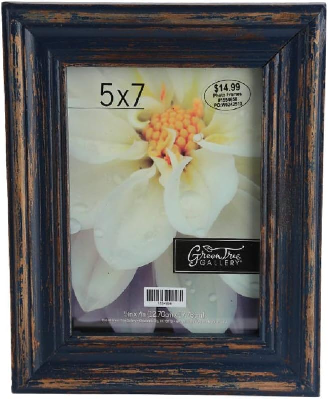 Green Tree Gallery Rustic Navy Picture Frame for 5 x 7 inch Photo, 7-3/4 x 9-3/4 Inches