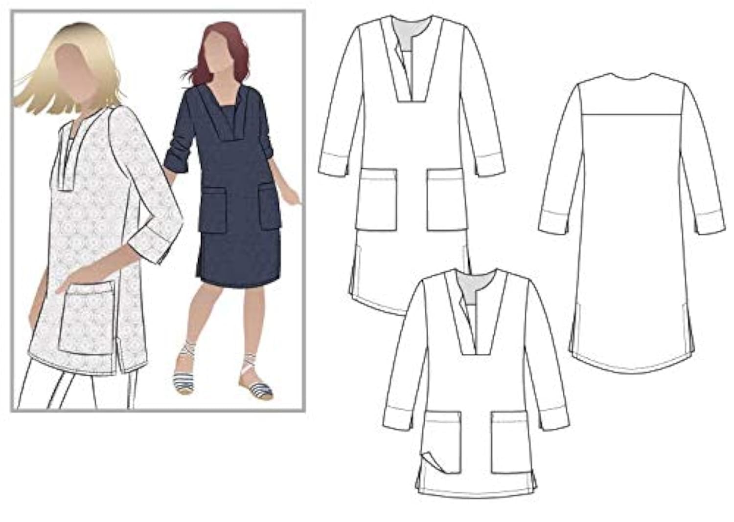 Style Arc Sewing Pattern - Roslyn Tunic Dress (Sizes 04-16)