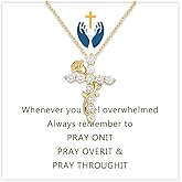 Rose Flower Cross Necklace for Women Trendy Gold Cross Necklace Christian Gifts for Daughter Granddaughter Religious Confirmation Baptism Birthday Gifts for Women