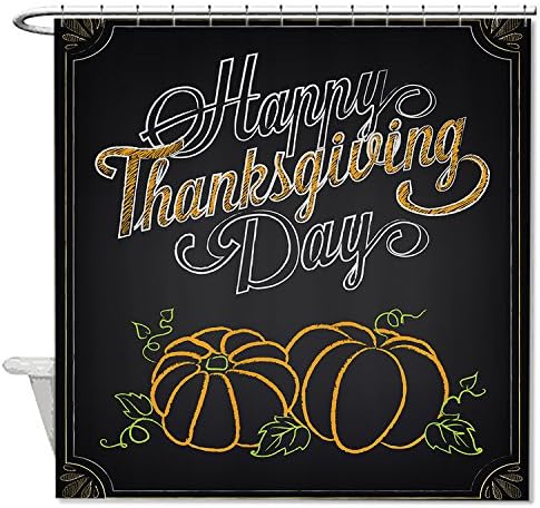 HANHAOKI Vintage Banner and Autumn Thanksgiving day Bathroom Decro Waterproof Polyester Shower Curtain Liner Black 60"x72"