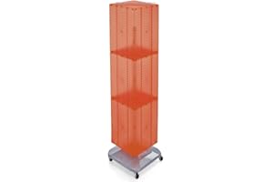 Azar Displays 701465-ORG FOUR-SIDED PEGBOARD TOWER FLOOR DISPLAY ON REVOLVING WHEELED BASE. PANEL SIZE: 14"W X 60"H, Orange