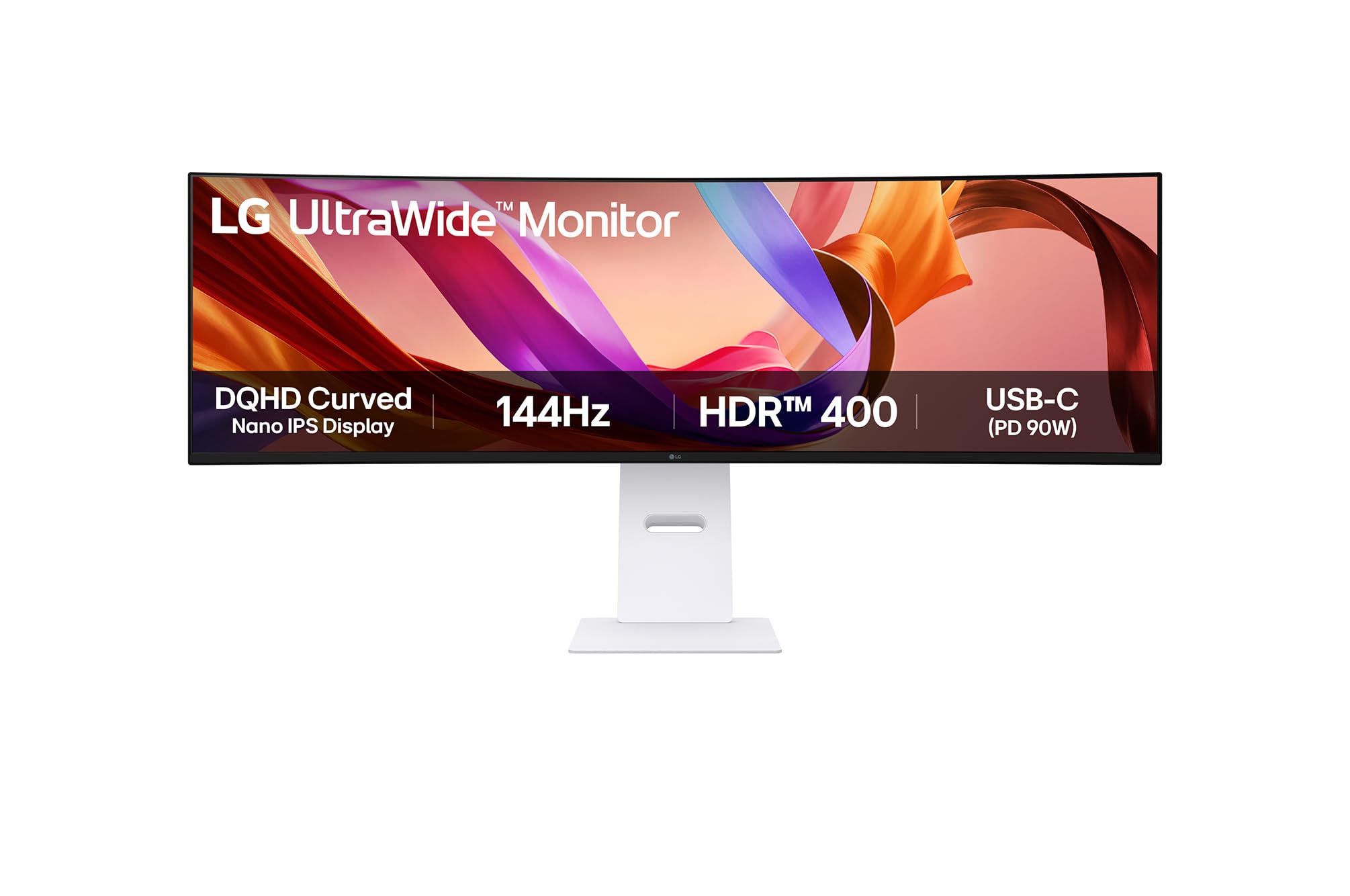 LG UltraWide Monitor 49U950A – 5K QHD Curved Nano IPS 49 Inch, 32:9, 144Hz, 5ms, HDR 400, DCI-P3 98%, G-sync, FreeSync Premium, Built-in KVM & Speakers, USB Type-C, HDMI 2.1, White