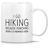 Retreez Funny Mug - I Go Hiking Cause Punching People is Frowned Upon Outdoor 11 Oz Ceramic Tea Coffee Mugs - Funny, Sarcasm, Motivational, Inspirational birthday gifts for him her friends, coworkers