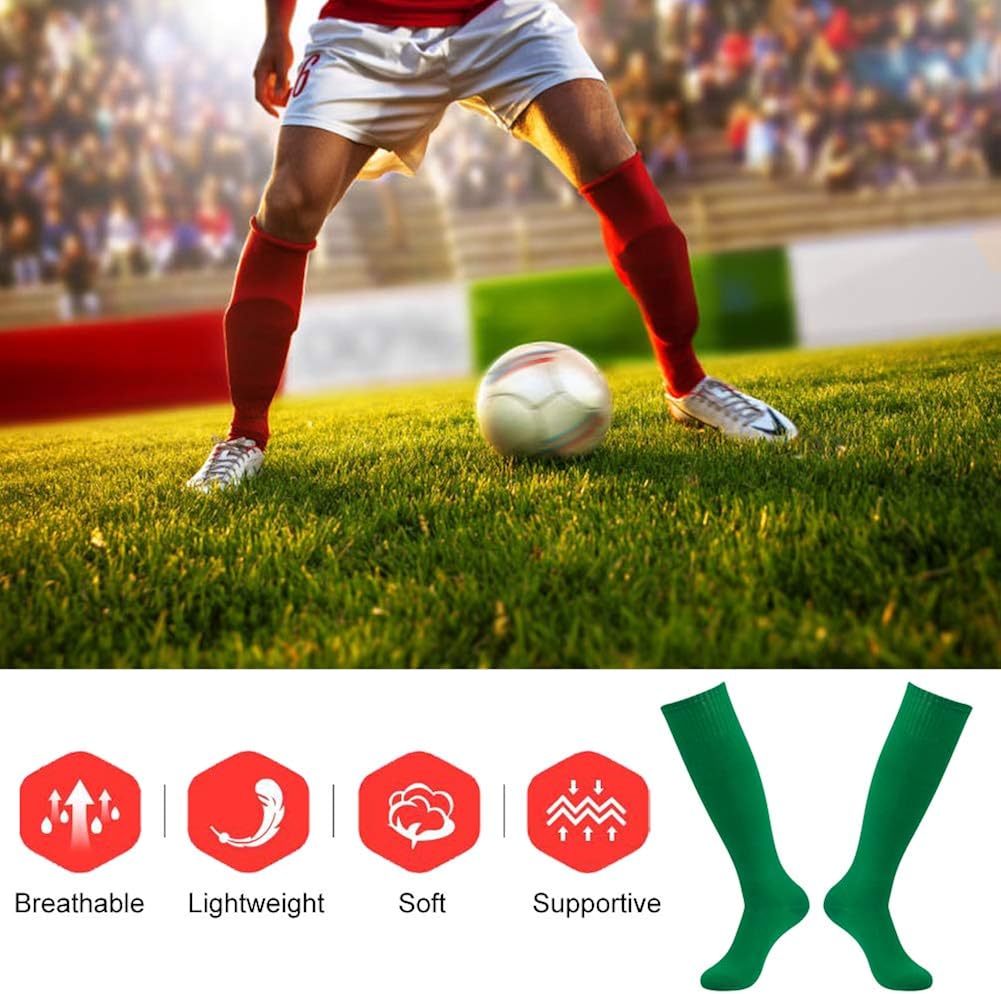 Vive Bears Soccer Football Socks Knee High All Sport Socks Green 2 Pairs: Clothing