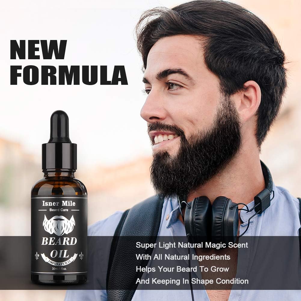 Isner Mile 2 Pack Beard Oil for Men with Castor Oil Serum Conditioner Light Magic Scent - Image 5