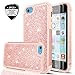 LeYi for iPhone 5C Case with Tempered Glass Screen Protector [2 Pack], Glitter Bling Cute Girls Women Dual Layer Heavy Duty Protective Phone Case for iPhone 5C Rose Gold