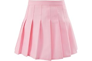 Zoushen Girls Pleated Uniform Skirt with Shorts, Athletic Tennis Skirts for Girls, Toddler Skort 2T-14