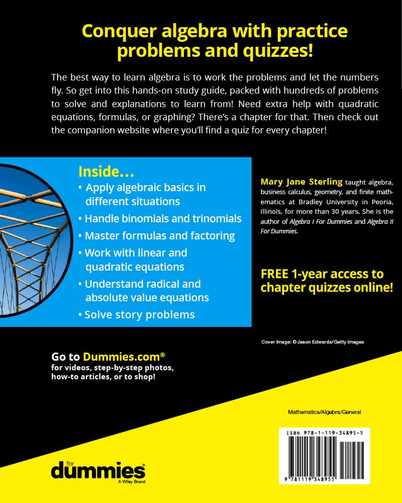 Algebra I Workbook For Dummies Algebra I Workbook For Dummies Paperback eTextbook