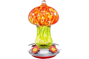 Muse Garden Gifts for Women Hummingbird Feeders for Outdoors Hanging Ant and Bee Proof, Blown Glass Hummingbird Feeder with Ant Moat, Christmas Gardening Gifts for Women Mom, 28OZ, Blooming Calendula