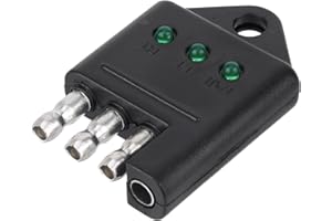 4 Pin Trailer Plug Tester, 4-Way Flat Trailer Wiring Tester with LED Indicators for Wire Connector Brake Turn Signal & Tail L