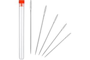 5 PCS Long Sewing Needles, Large Eye Stitching Needles with Needle Storage Tube, 3.5inch to 6.8inch Hand Sewing Needles for S