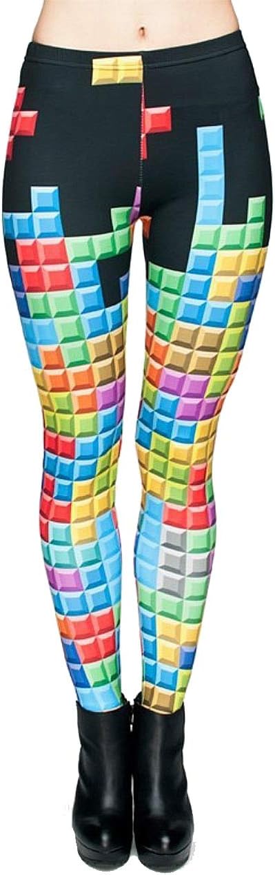 Women's Tummy Control Supernova Unicorn Rainbow Digital Printed Tight Leggings, One Size