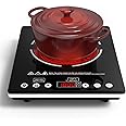 Nafewin Single Burner Electric Cooktop 1800W - 110V Electric Stove Top Burner Portable Stove with Touch Control 9 Power Level - Induction Cooktop with Child Safety Lock Timer for Home Camping