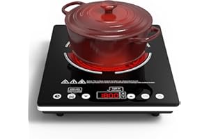 NAFEWIN Electric Cooktop Single Burner, 1800W Electric Stove Top Portable, Electric Hot Plate 110v Plug in Countertop,Child Safety Lock,Timer,9 Power Level, Compatible for All Cookware, Induction Cookotp