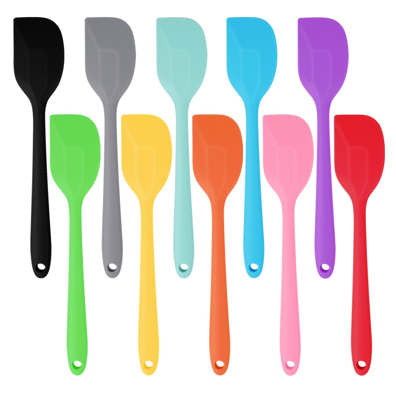 10 Pieces Silicone Spatula, 500°F Heat Resistant Non Stick Rubber Spatulas 8.3 Inch Mini Spatula Small Silicone Spatula with Stainless Steel Core for Cooking Baking and Stirring (10 Colors)