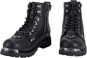 RiderVibe Men's Boot Motorcycle Combat Boot PU Leather Casual Boots Waterproof Ankle Biker Boots with Zipper