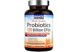 Innate Vitality Probiotics 120 Billion CFUs for Men & Women, 34 Strains with Prebiotics & Digestive Enzymes, Immune & Digestive Health, Delayed Release, Shelf Stable, 30 Vegan Capsules