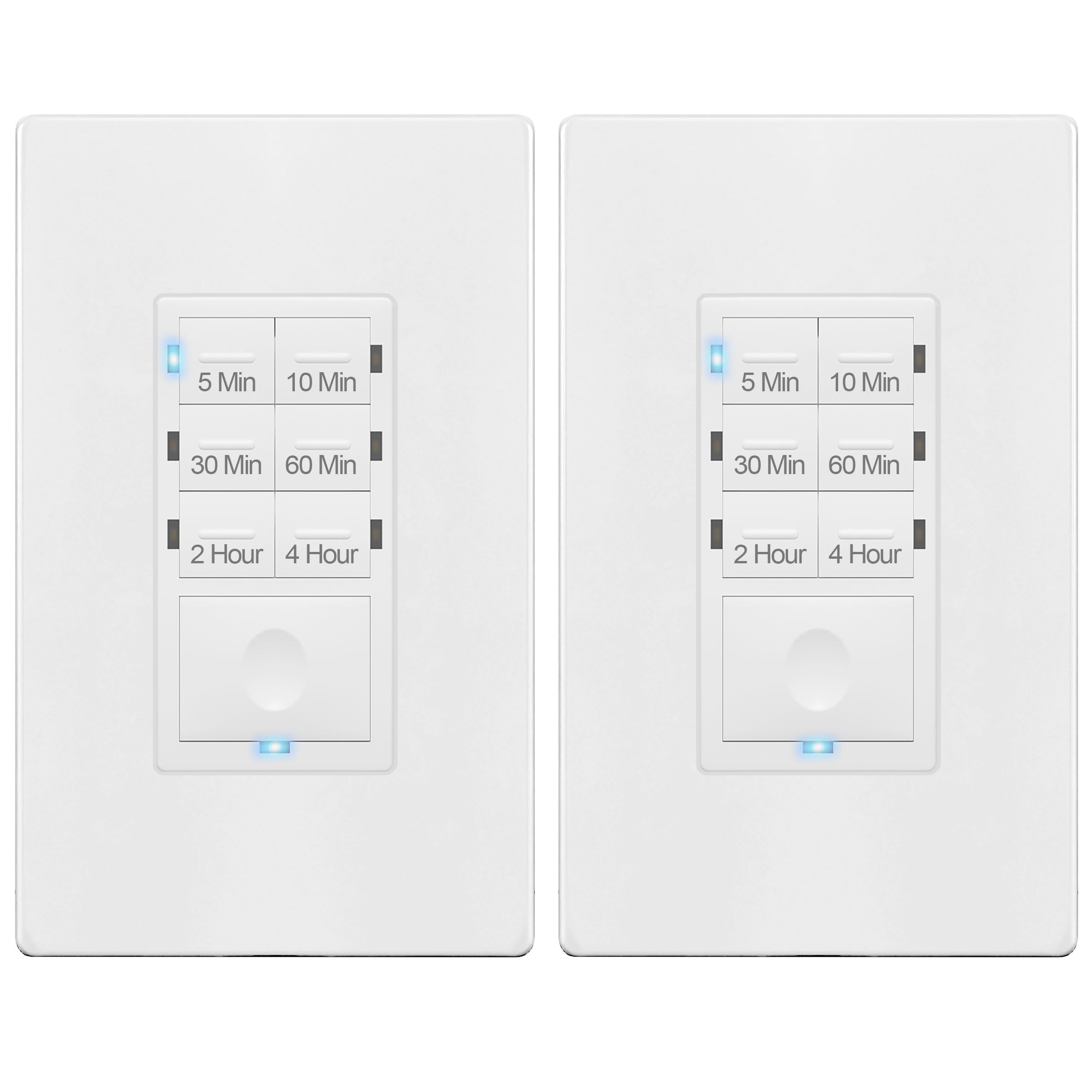 Photo 1 of ENERLITES 4-Hour Countdown Timer Switch, 5-10-30-60 Min, 2-4 Hour, for Bathroom Fans, Lights, 120VAC Neutral Wire Required, UL Listed, HET06-W-2PCS, White, 2 Pack