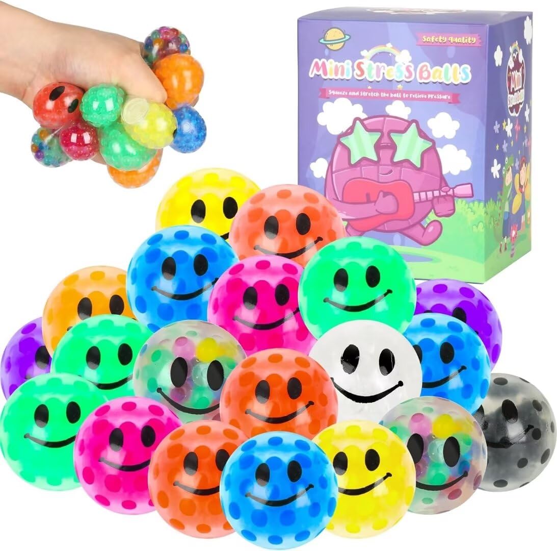 Photo 1 of 20 Pack Colorful Mini Stress Balls Set, Squishy Balls Fidget for Adult, Squeeze Balls Bulk, Birthday Gifts Party Favors Goodie Bags Stuffer Anxiety Stress Relief