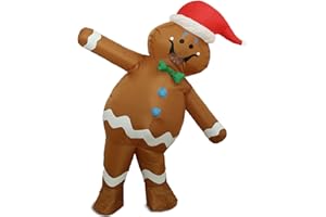 OVIFM Christmas Inflatable Costume Adult,Gingerbread Man Costume,Blow Up Xmas Character Costumes for Women Men Cosplay Party