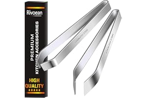 Rivoean Fish Bone Tweezers Tongs,2 pcs Kitchen Stainless Steel Plucking Tweezers Pulling Cow Hair/Chicken Feather/Pig Hair(4.