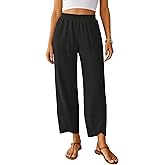 NILOUFO Womens Baggy Wide Leg Pants Casual Elastic High Waisted Palazzo Harem Trousers with Pockets Lounge Loose Comfy Pants