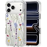 MOSNOVO for iPhone 17 Pro Max Case | Military Grade 6.6ft Drop Tested | Camera Control | Clear with Floral Garden Design