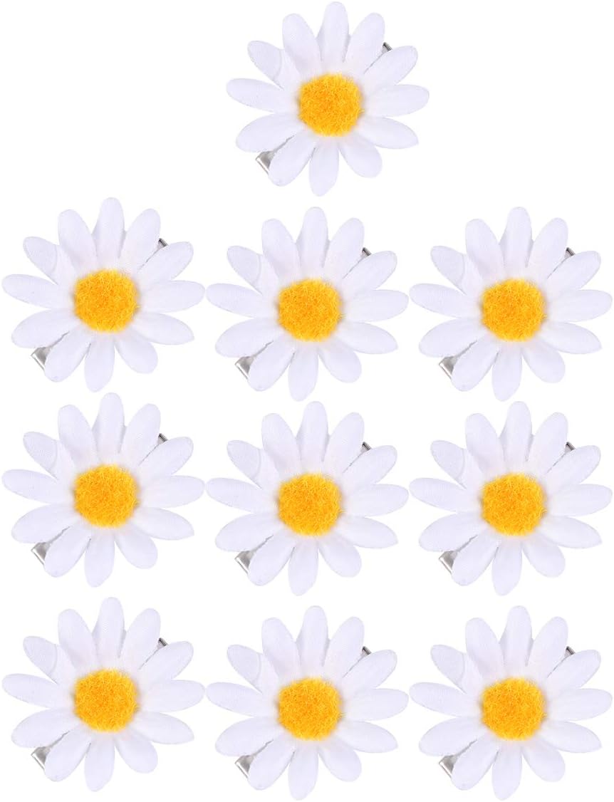 Lurrose 10pcs Daisy Hair Clips Cute Small Flower Hair Barrettes Braid Accessory Hair Pins for Ladies Girls