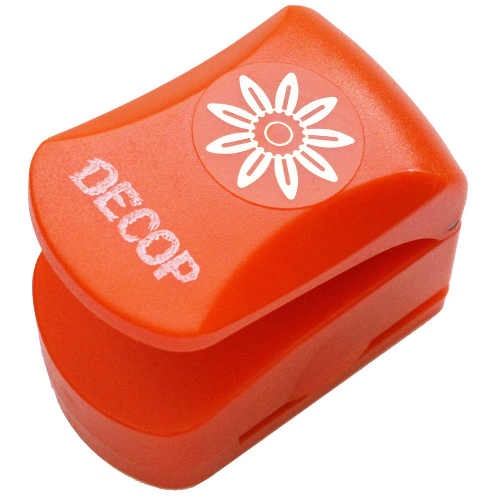 Paper Intelligence Sunflower Shaped Craft Puncher, Zinc, Orange - Hole Punch, 12 Sheets, Manual, 0.18mm Thickness, 1 Hole, Sunflower Style