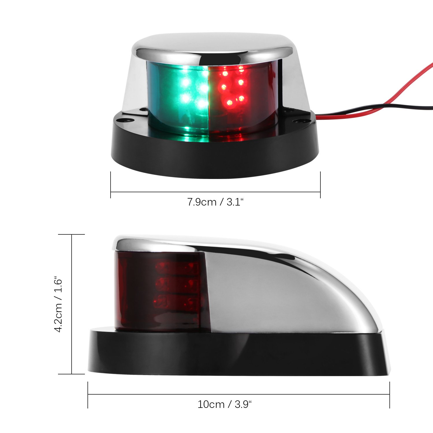 ALLOMN 2pcs Boat Navigation Light Marine LED Starboard and Port Side