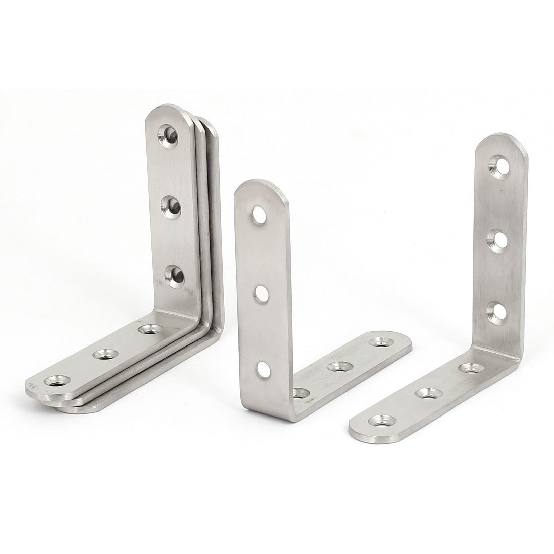 Sourcingmap 80mm Long Stainless Steel 90 Degree L Shaped Angle Bracket Brace Support 5pcs