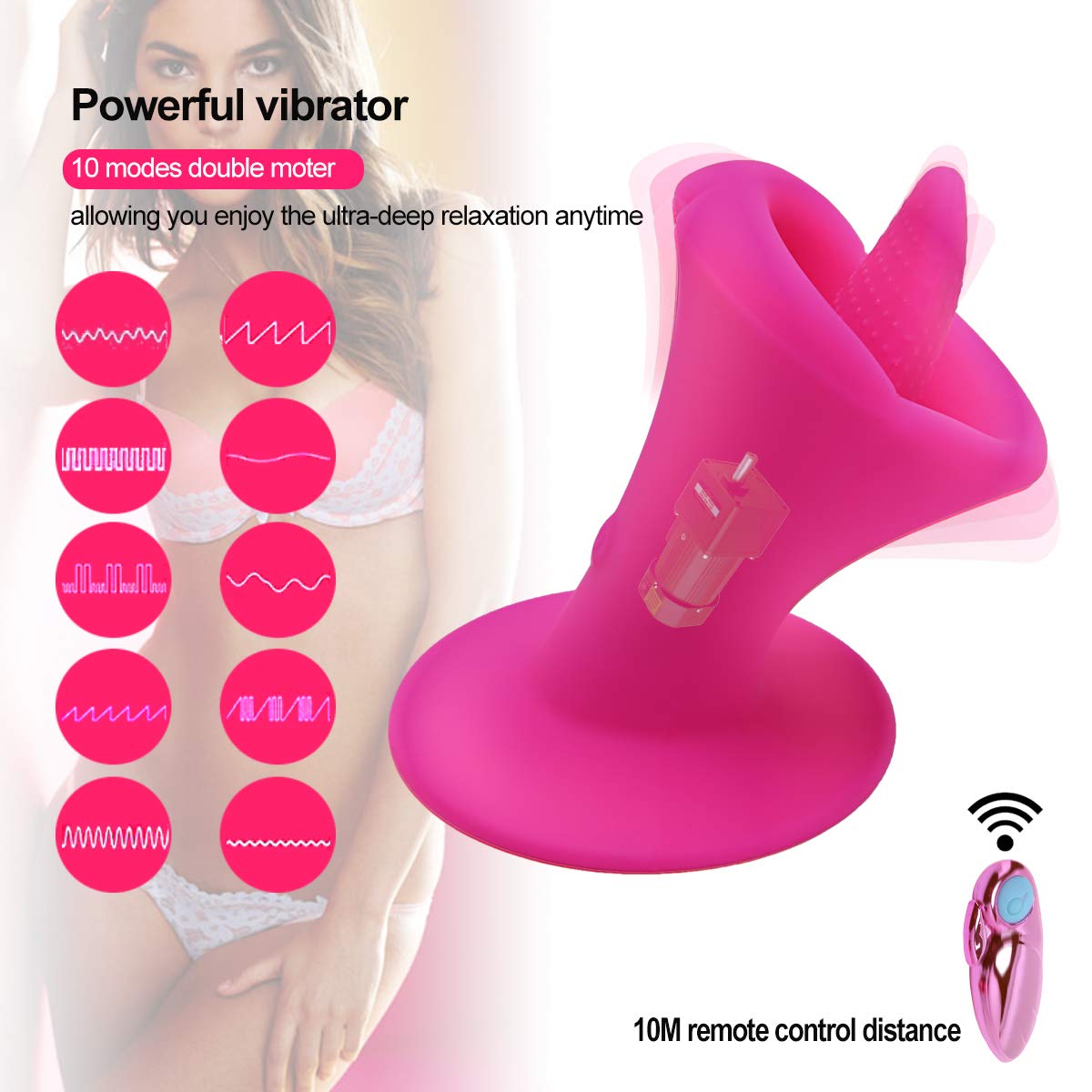 G Spot Clitoral Vibrator Silicone 10 Speed Vibrating Clitoris Vagina Stimulator,Remote Control Oral Tongue Massage Vibrating Sex Toy for Women