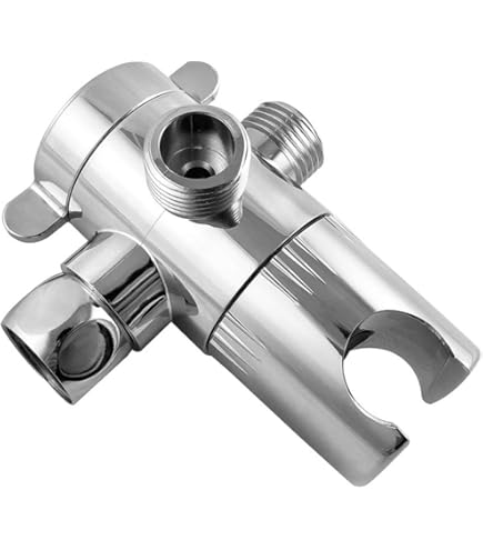 Shower Head Splitter – 2-Way Y Diverter Valve, Brass, Dual Switch, Comfort Handle – For Dual Shower Heads, Handheld & Fixed – Silver