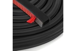 Jucoan 19.6 Ft D Shape Rubber Car Door Weather Stripping, 1" Self-Adhesive Rubber Weather Seal Strip Gasket for RV Auto Boat 