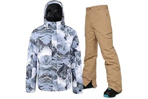 YEEFINE Men's Ski Suit Waterproof Snowsuit Winter Ski Jacket and Pants Set Outdoor Warm Snow Snowboard Suit