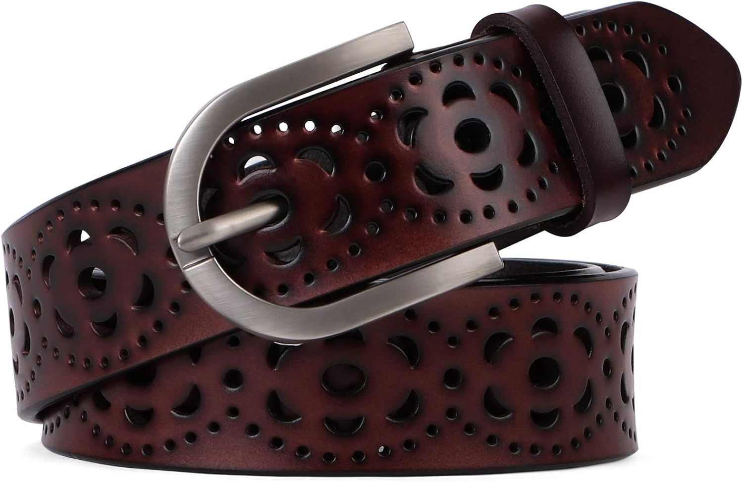 JASGOOD Women’s Hollow Flower Leather Belt for Jeans Pants Wide Belt for Ladies at  Women’s Clothing store