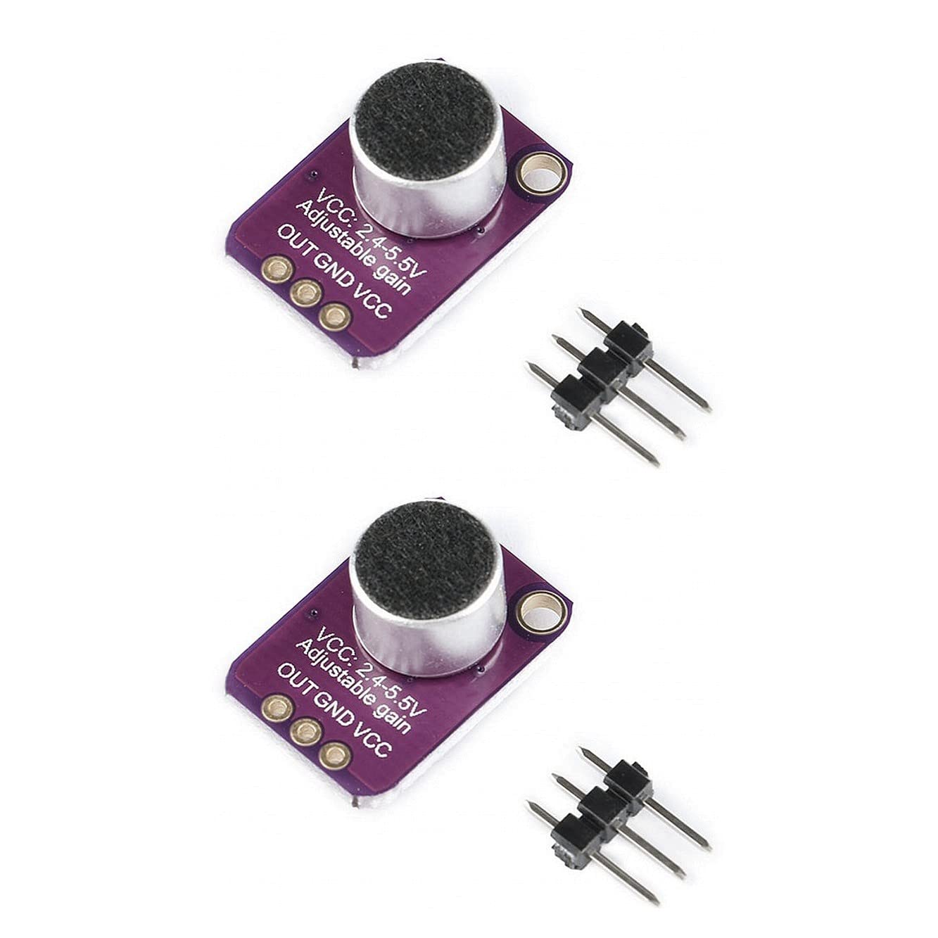 JZK 2PCS GY-MAX4466 Electret Microphone Amplifie, MAX4466 Microphone module, Breakout Sensor with Adjustable Gain Control